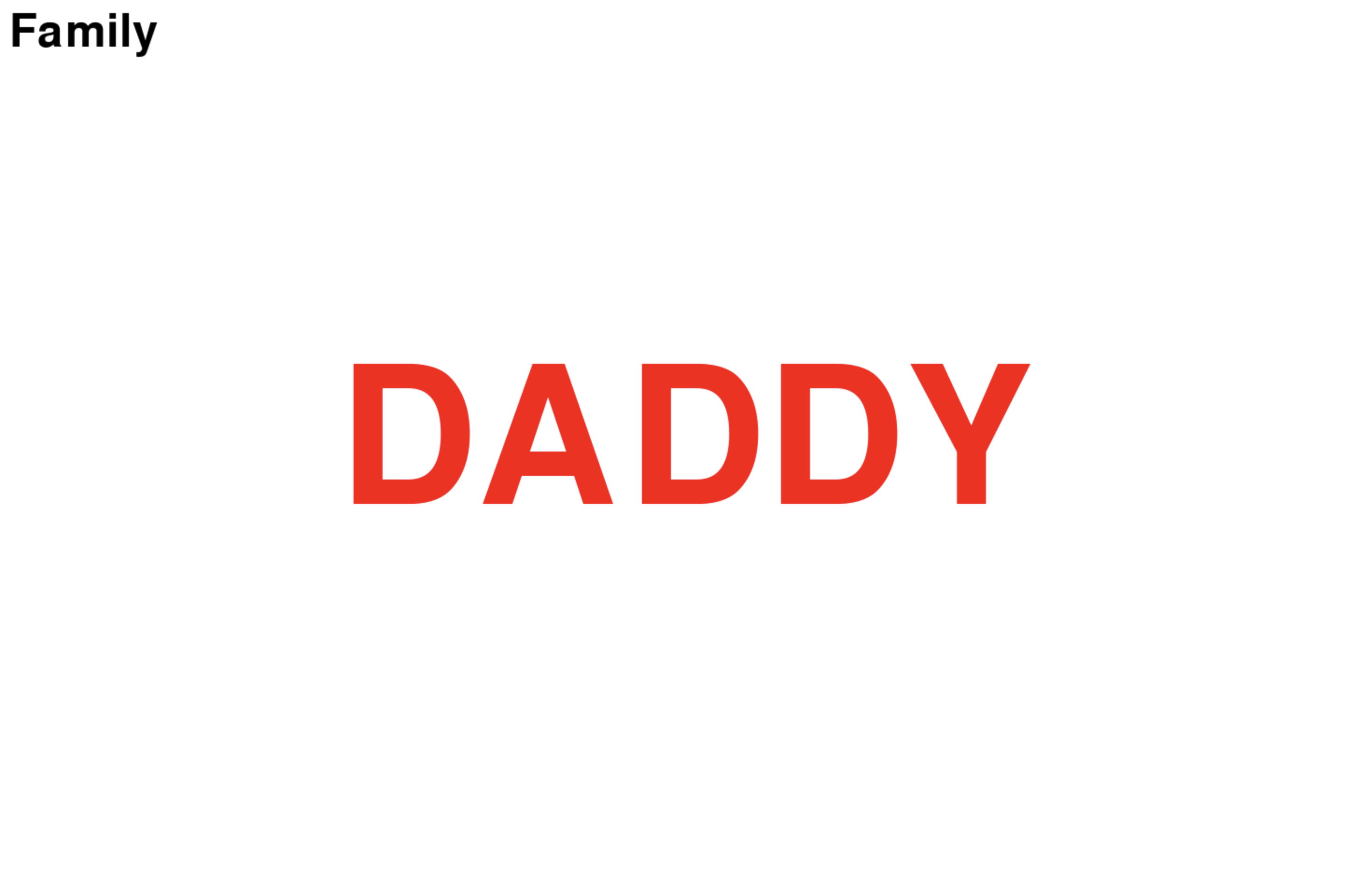 Example of a Doman flashcard with the word 'Daddy'